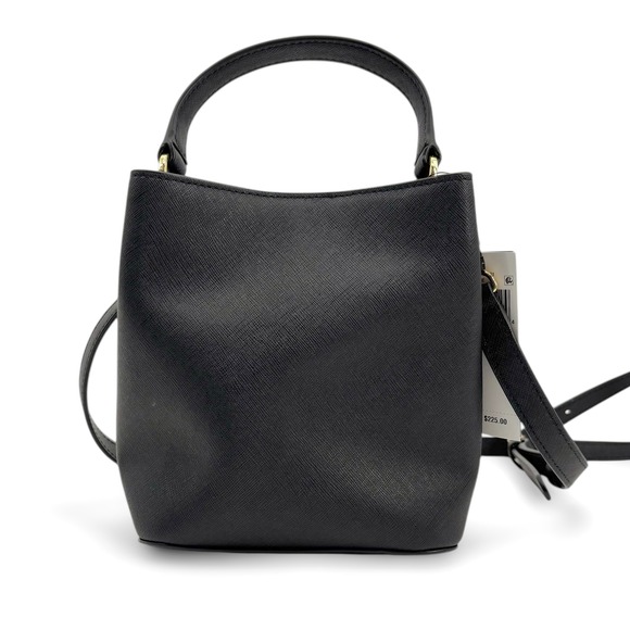 NWT Lauren Ralph Lauren Black Reese Crosshatch Small Bucket Bag - Picture 12 of 14